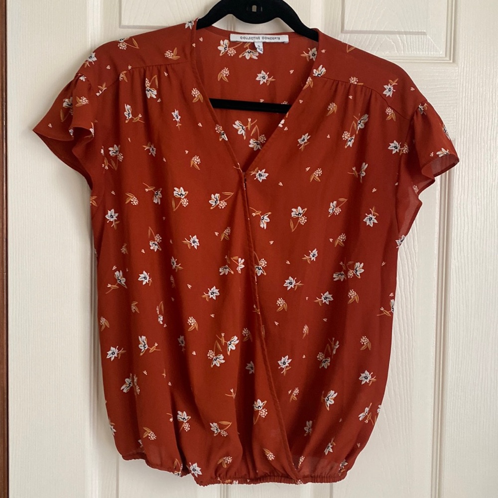 Collective Concepts Rust Floral Top